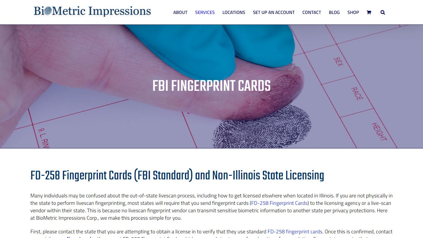 FBI Fingerprint Cards (FD-258 Fingerprint Cards)- BioMetric Impressions